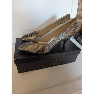 Womens Metallic Gold Silver kitten heel size 8.5